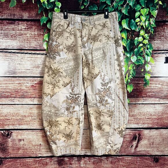Free People Denim - BDG x Free People Driftwood Parker Printed Barrel Jeans Size 10 Patchwork Floral
